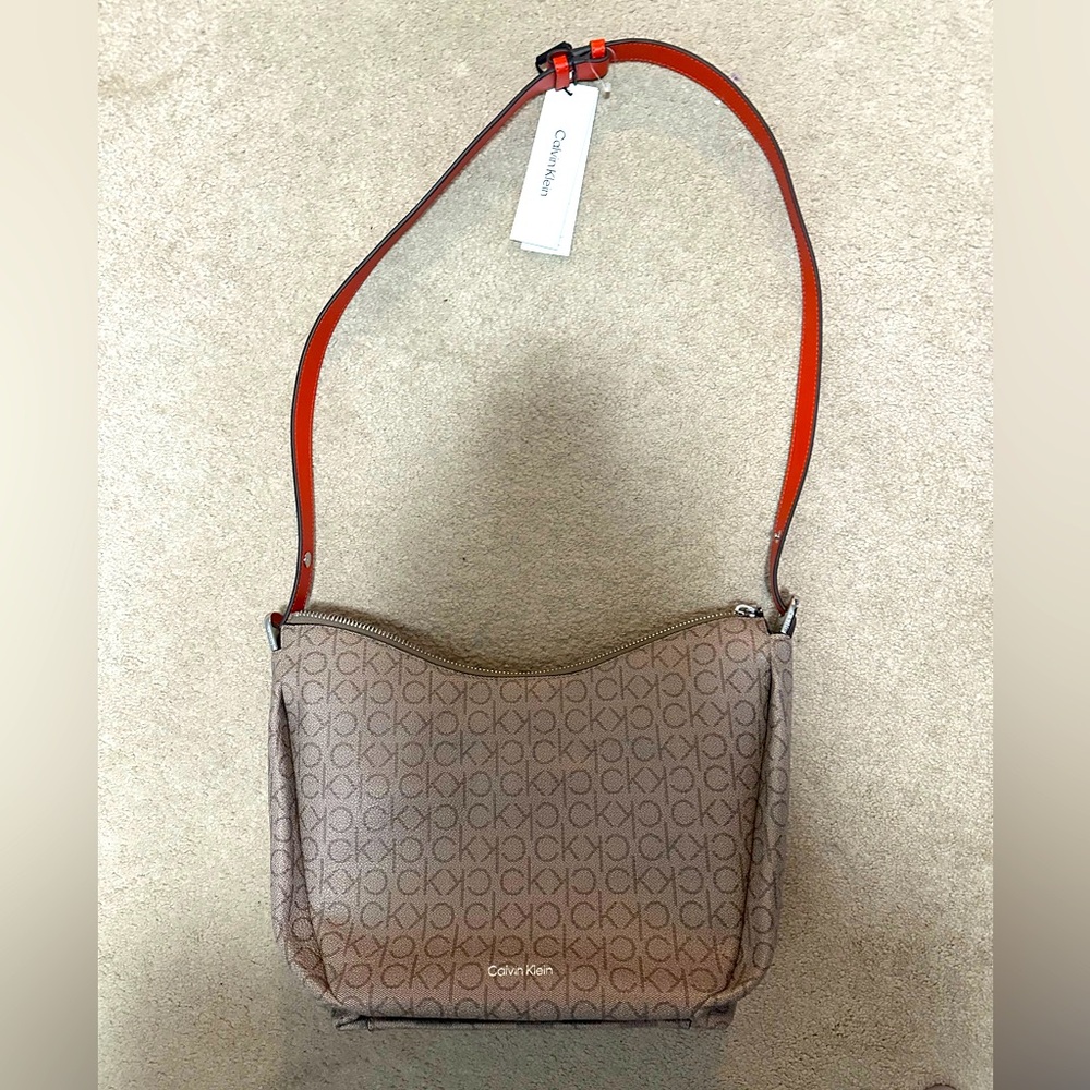 Calvin Klein Tan and orange Women's shoulder/crossbody bag, nwt